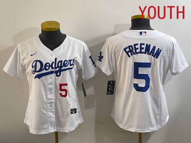 Youth Los Angeles Dodgers #5 Freeman White Game 2024 Nike MLB Jersey style 11202